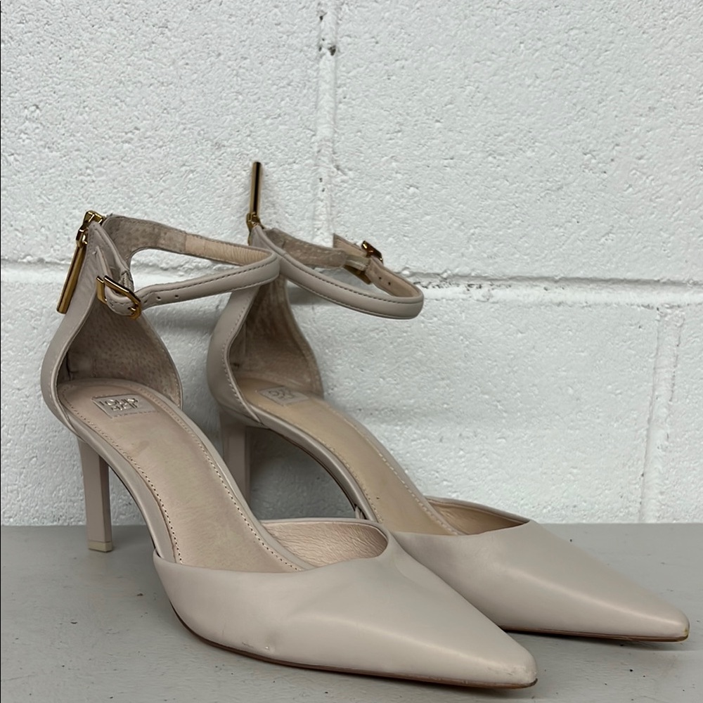 Louise Et Coe sz9.5 tan pointed toe d'orsay leather stiletto shoes brown heels